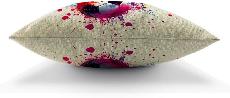 Moslion Football Pillows Decorative Throw Pillow Cover Sports Passion Rainbow Color Soccer Balls Doodle Polka Dot Pillow Case 18x18 Inch Cotton Linen Square Cushion Cover Christmas Sofa Bed - Image 5